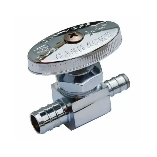 COLORmaxx Series Straight Stop Valve, 1/2 x 3/8 in Connection, Barb, 80 psi Pressure, Brass Body Chrome