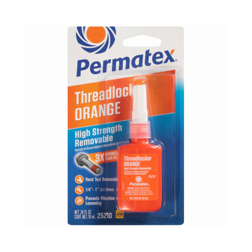PERMATEX 25210 Thread Locker, Orange, Liquid, 10 mL Bottle