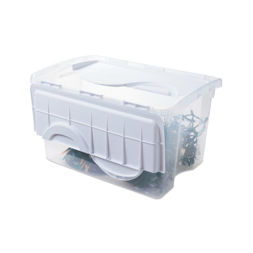 Storage Box Hinged Lid Tote 13-1/8 " L x 15-7/8 " W x 22-3/8 " H, 48 Qt. Clear Clear - pack of 6