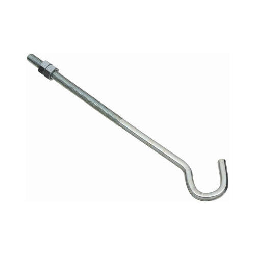 2162BC Series Hook Bolt, 3/8 in Thread, 10 in L, Steel, Zinc, 135 lb Working Load - pack of 10