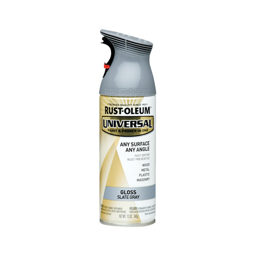 UNIVERSAL Gloss Spray Paint, Gloss, Slate Gray, 12 oz, Aerosol Can