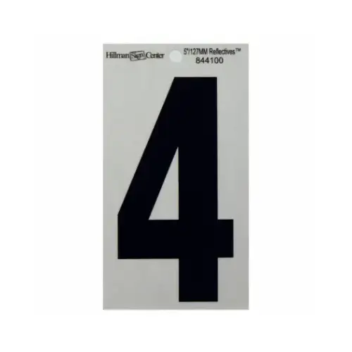 Number 5" Reflective Black Vinyl Self-Adhesive 4