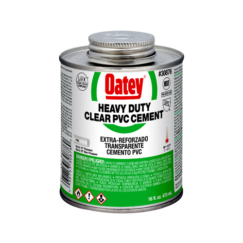Oatey 30876 Cement Heavy Duty Clear For PVC 16 oz Clear