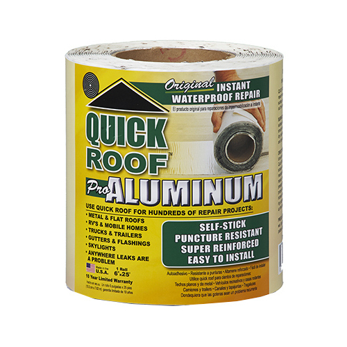 Quick Roof QR625 Self Stick Instant Waterproof Repair and Flashing 6" W X 25 ft. L Aluminum Silver Silver