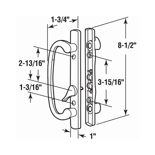 Prime-Line C 1280 Handle Set, Aluminum, Painted, 1-5/8 to 1-7/8 in ...