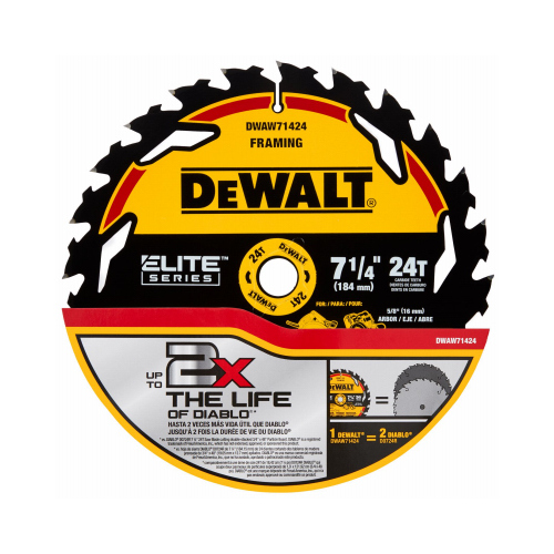 Circular Saw Blade Elite Series 7-1/4" D X 5/8" S Carbide Tipped 24 teeth