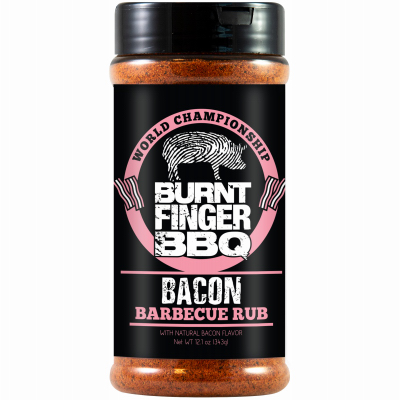 Burnt Finger BBQ OW85571 BBQ Rub, Bacon Flavor, 12.1 oz Bottle