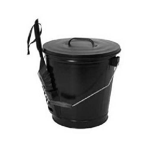 PANACEA 15343 Ash Container and Shovel Set Black Matte Metal Matte
