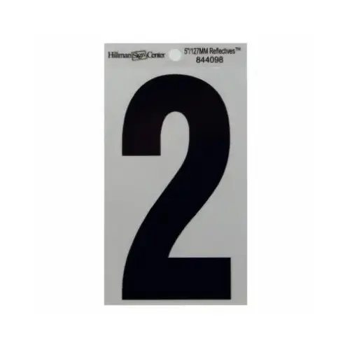 Number 5" Reflective Black Mylar Self-Adhesive 2 - pack of 6