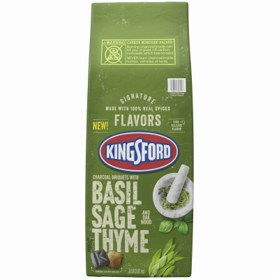 KINGSFORD 32602 Charcoal Briquettes Signature All Natural Basil Sage Thyme 8 lb