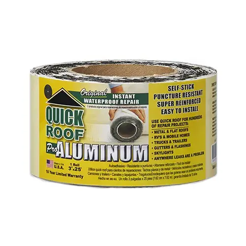 Quick Roof QR325 Self Stick Instant Waterproof Repair and Flashing 3" W X 25 ft. L Aluminum Silver Silver