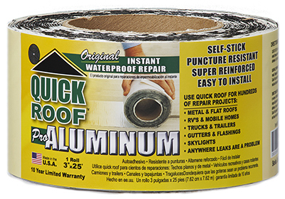 Quick Roof QR325 Self Stick Instant Waterproof Repair and Flashing 3" W X 25 ft. L Aluminum Silver Silver