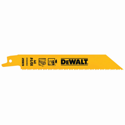 DEWALT DW4845 Reciprocating Saw Blade, 3/4 in W, 6 in L, 10/14 TPI Yellow - pack of 5