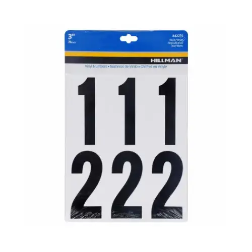 Number Set 3" Black Vinyl Self-Adhesive 0-9 - pack of 6