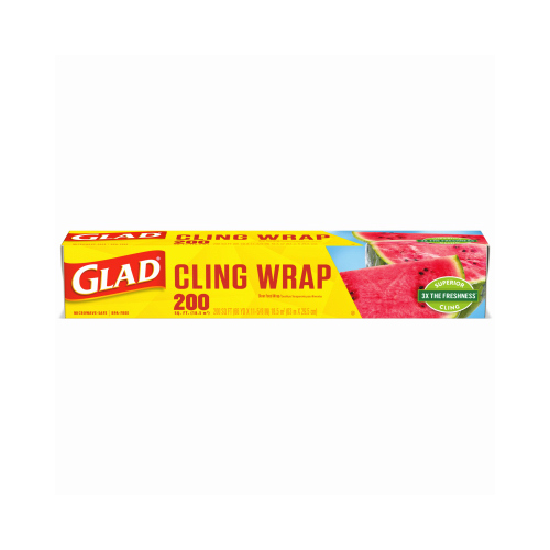 GLAD 00020 Cling'n Seal Clear Cling Food Wrap, 200 Sq. Ft. Roll