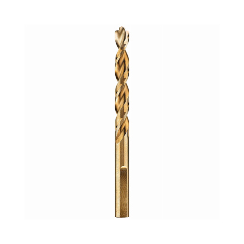 DWA1213 Drill Bit, 13/64 in Dia, 3-5/8 in OAL, Parabolic Flute, 3-Flat Shank Gold Ferrous Oxide