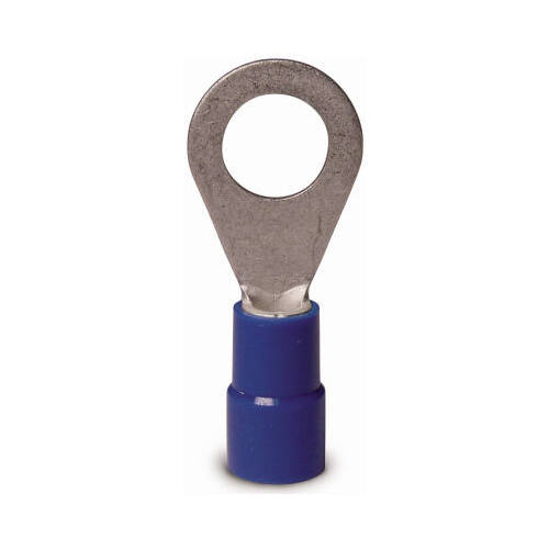 Ring Terminal, 600 V, 16 to 14 AWG Wire, 12 to 1/4 in Stud, Vinyl Insulation, Copper Contact, Blue - pack of 17