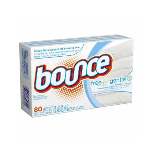 BOUNCE 80070 Fabric Softener Free & Gentle No Scent Sheets