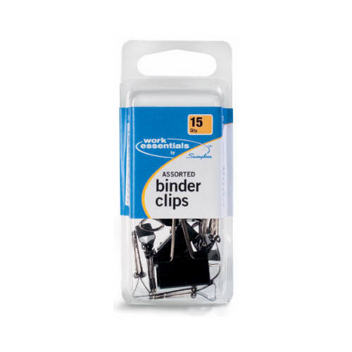 Binder Clips Work Essentials Assorted Size Black/Silver Black/Silver