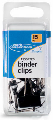 Swingline S7071753 Binder Clips Work Essentials Assorted Size Black/Silver Black/Silver