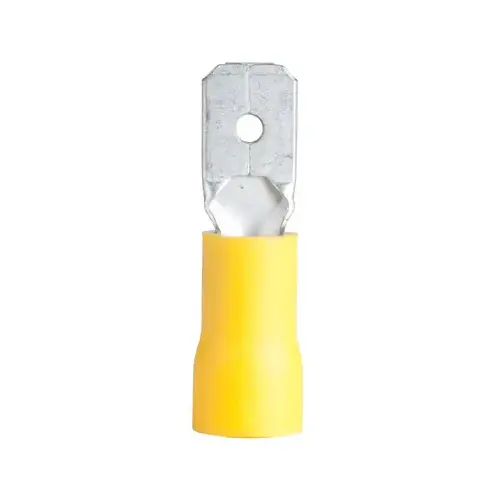 Male Disconnect, Vinyl Insulated Barrel, 12-10 AWG   pack of 16 Yellow