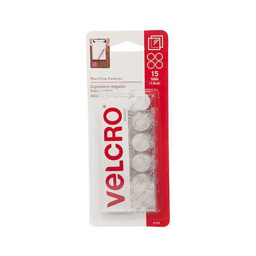 VELCRO Brand 91328 Fastener, Clear - pack of 15