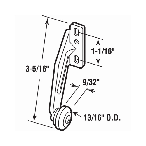 Drawer Track Roller, 13/16 in Dia, Plastic/Steel Zinc-Plated - pack of 2