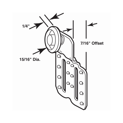 Door Roller, 15/16 in Dia Roller, 1/4 in W Roller, Steel, 2-Roller Pair Mill