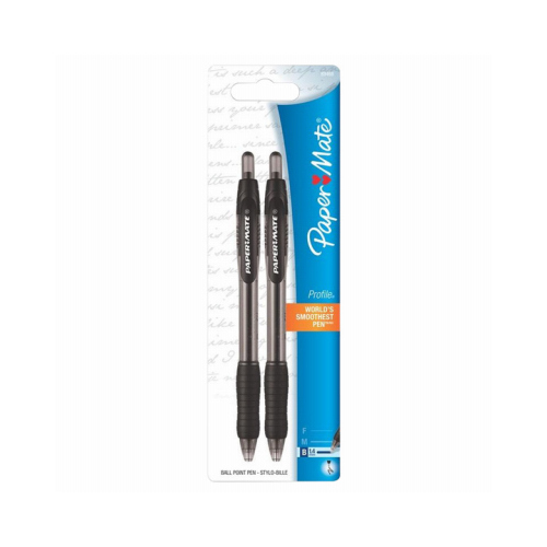 Paper Mate 89468 Ball Point Pen Profile Black Retractable Pair