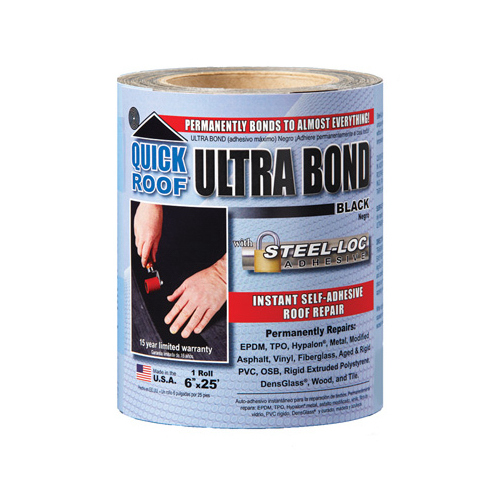 Self-Adhesive Roof Repair Ultra Bond 6" W X 25 ft. L Tape Black Black
