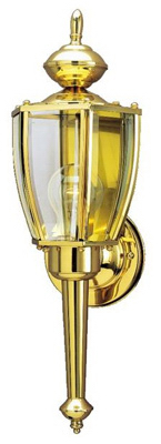 Westinghouse 66924 Wall Light Fixture, Outdoor, Polished Brass & Clear Glass, 100-Watt, 4.5 x 11 In.