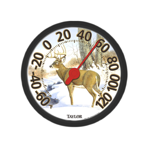 Deer Thermometer, 13-1/4 in Display, -60 to 120 deg F Multicolored