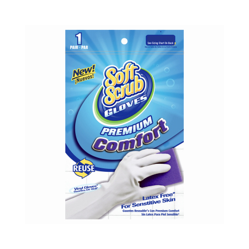 SOFT SCRUB 12613-26 Cleaning Gloves Vinyl L White White