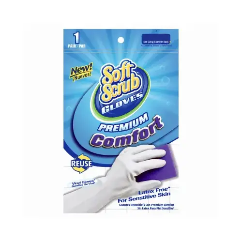 SOFT SCRUB 12612-26 Cleaning Gloves Vinyl M White White