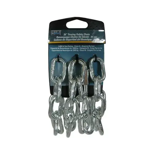 Towing Safety Chain, 36 in L, 5000 lb Working Load, Steel, Zinc