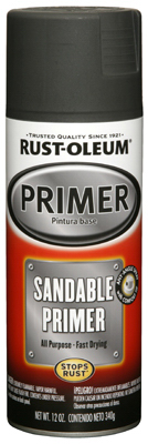 Rust-Oleum 249418 AUTOMOTIVE Sandable Primer Spray, Black, 12 oz, Aerosol Can