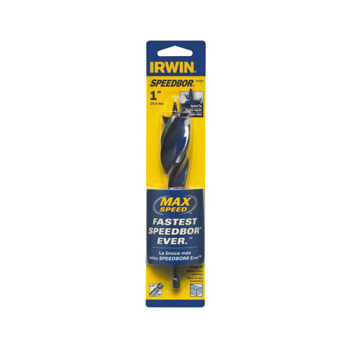 Irwin 3041007 Auger Boring Bit, 1 in Dia, 6 in OAL, Tapered Flute, 3-Flute, 1/4 in Dia Shank, Hex Shank Bright