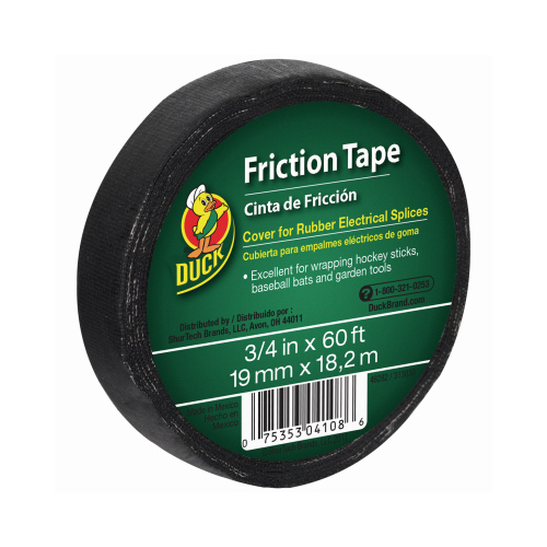 DUCK 393150 Friction Tape 3/4" W X 60 ft. L Black Cotton Cloth Black