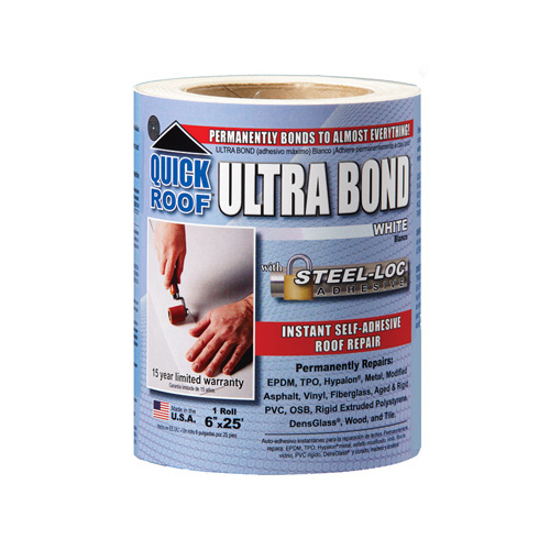 Self Stick Instant Waterproof Repair and Flashing Ultra Bond 6" W X 25 ft. L Tape Whit White