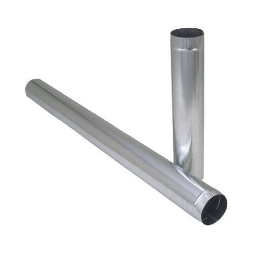 Duct Pipe, 8 in Dia, 12 in L, 26 Gauge, Galvanized Steel, Galvanized - pack of 10