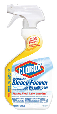 CLOROX 30614 Bathroom Cleaner, 30 oz Bottle, Liquid, Bleach, Lemon, Pale Yellow