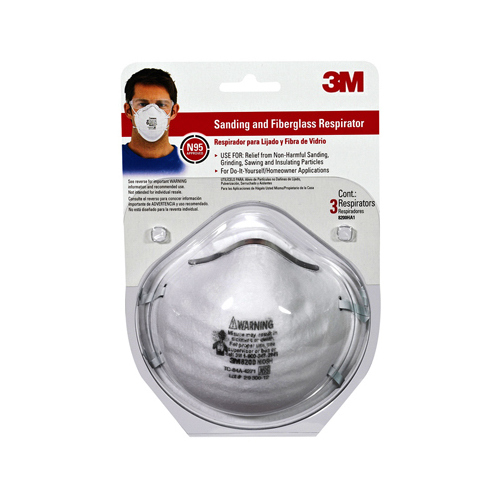 RESPIRATOR SANDING/FIBERGLASS White - pack of 3