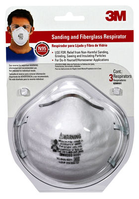 3M 8200H3-DC RESPIRATOR SANDING/FIBERGLASS White - pack of 3