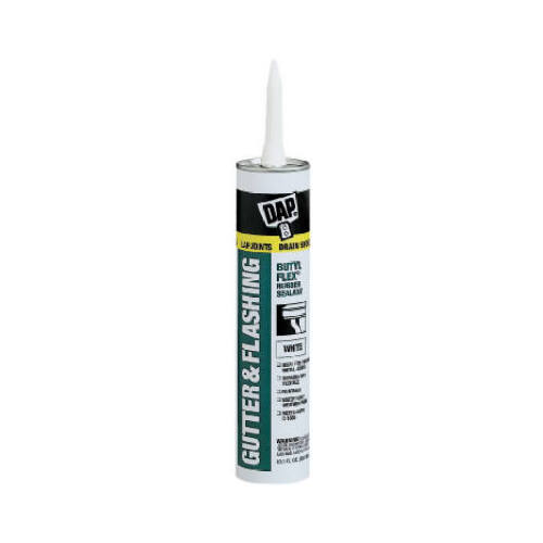 DAP 18182/18184 Butyl-Flex 18184 Gutter and Flashing Sealant, White, Paste, 10.1 fl-oz Cartridge