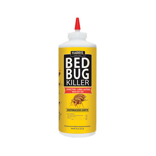 Harris HDE-8 Bed Bug Killer, Powder, Spray Application, 8 oz Bottle