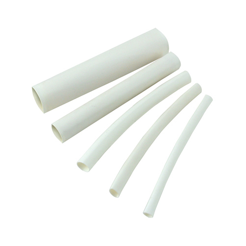 Heat Shrink Tubing, 1/2 in Dia, 4 in L, Polyolefin, White - pack of 3