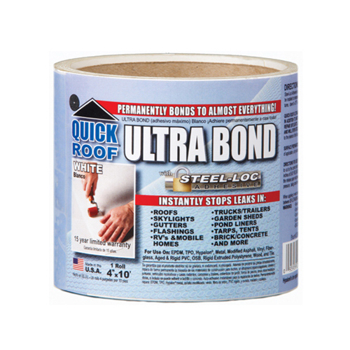 Quick Roof UBW410 Self-Adhesive Roof Repair Ultra Bond 4" W X 10 ft. L Tape White White
