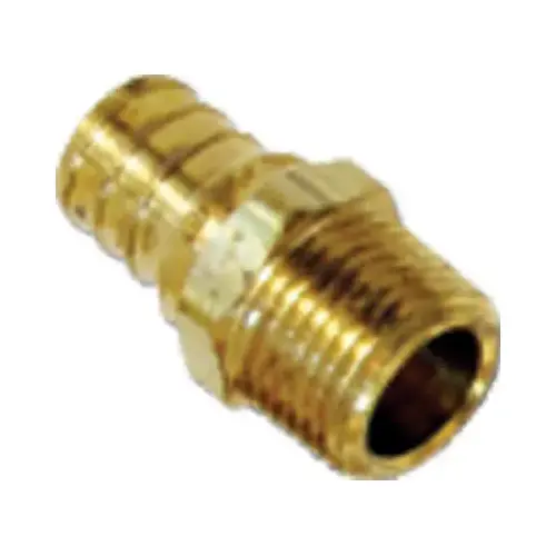 Hose to Pipe Adapter, 3/4 in, PEX Barb x MNPT, DZR Brass, 200 psi Pressure