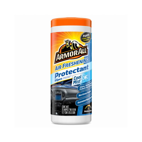 ARMOR ALL 78509 Air Freshening Protectant Plastic/Rubber/Vinyl Wipes Cool Mist Scent 25 wipes