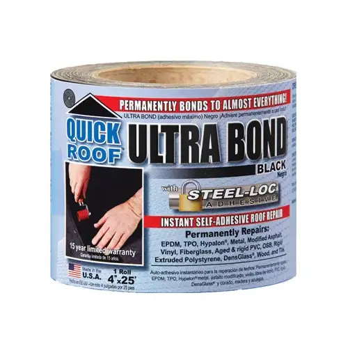 Quick Roof UBB425 Self-Adhesive Roof Repair Ultra Bond 4" W X 25 ft. L Tape Black Black